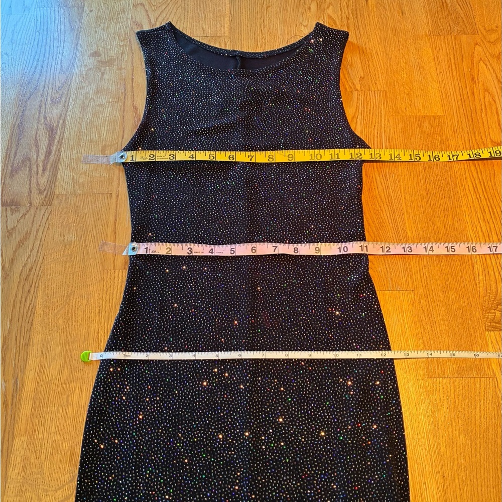 Vintage Black Sleeveless Dress With Multicoloured Sparkles - Picture 5 of 7